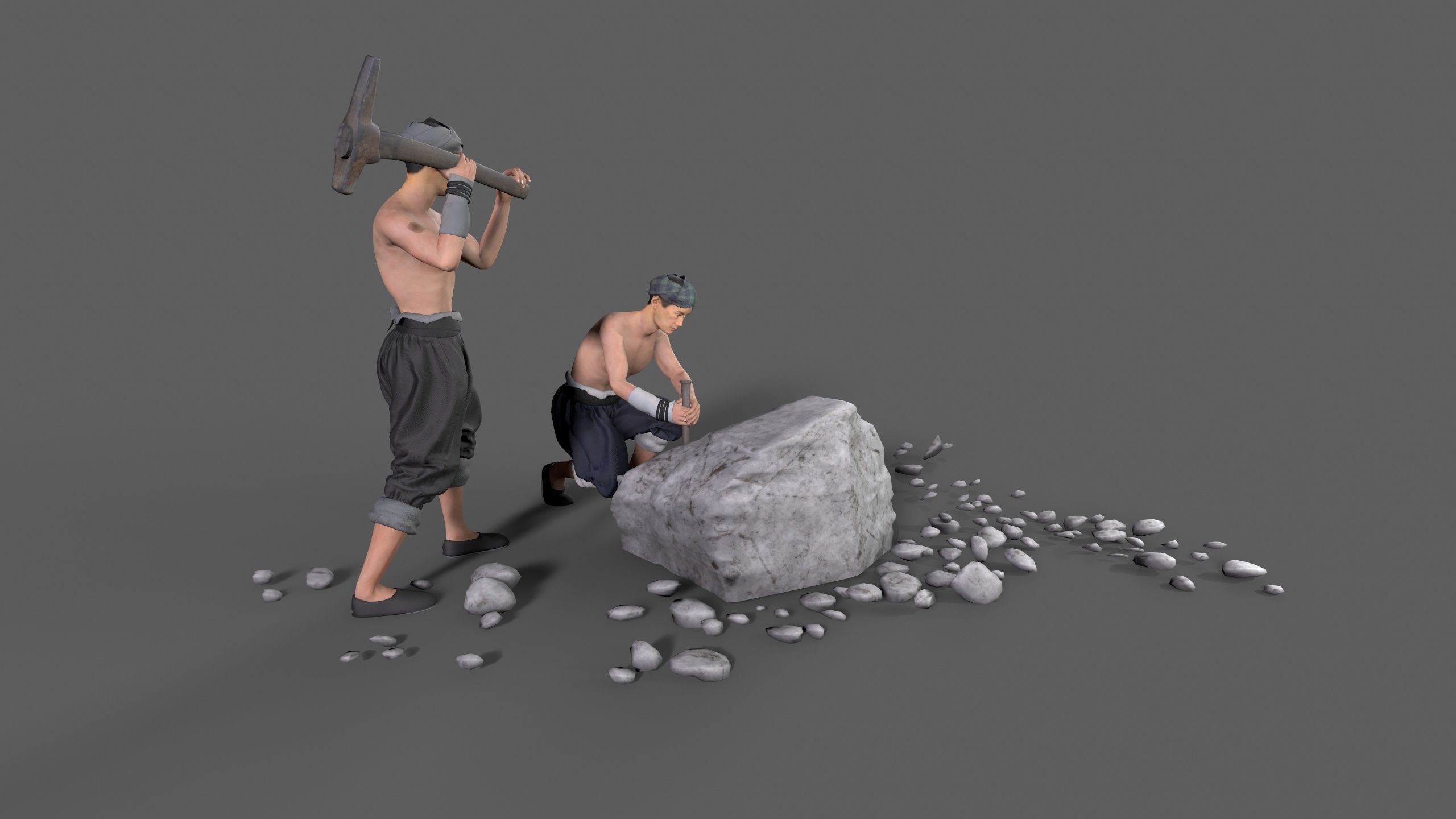 construction worker Low-poly 3D model_2