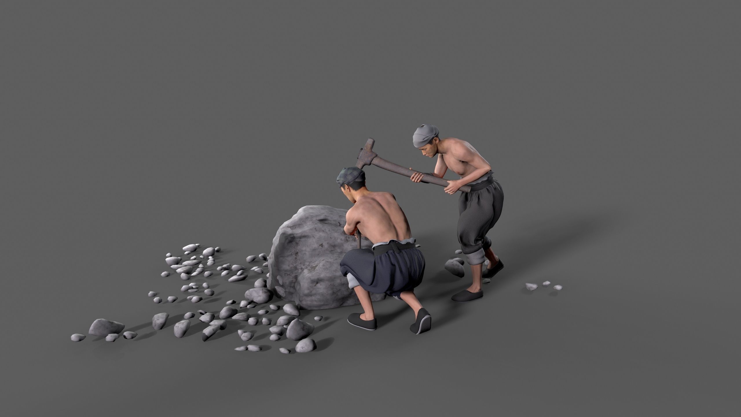 construction worker Low-poly 3D model_4