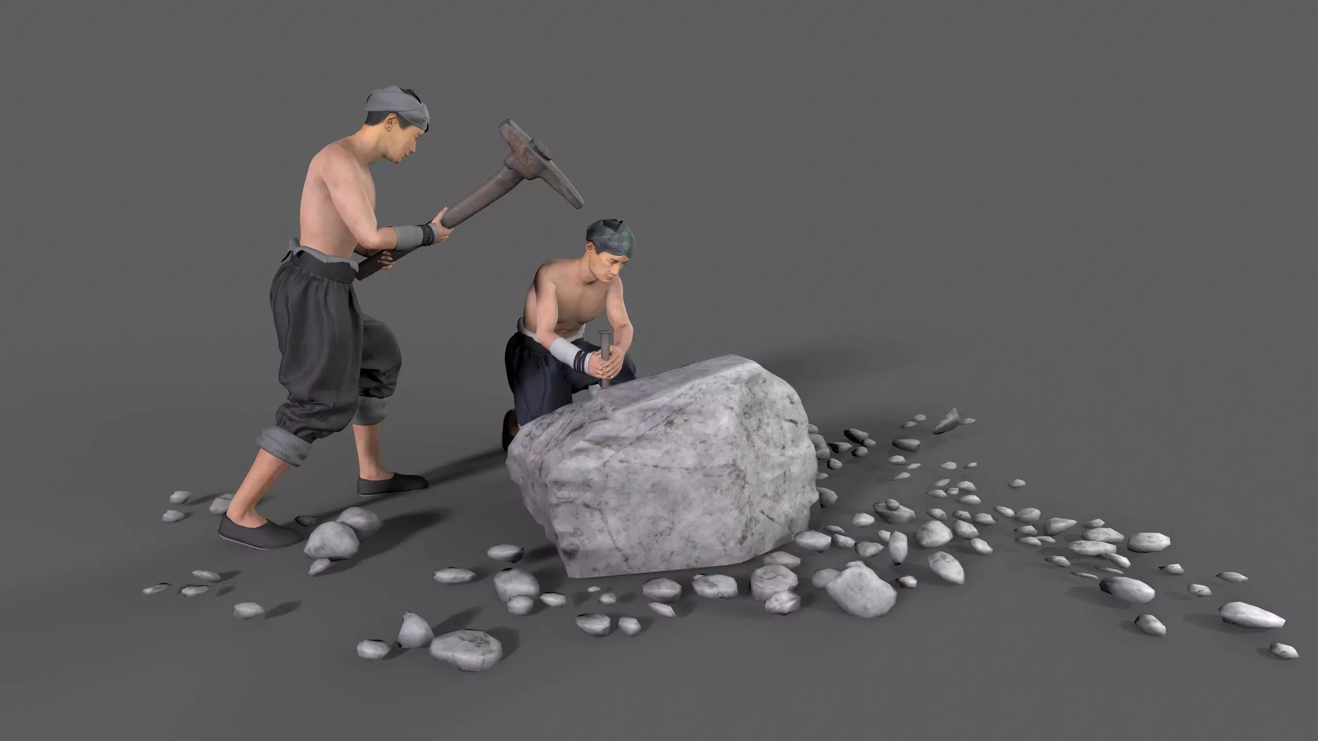 construction worker Low-poly 3D model_0