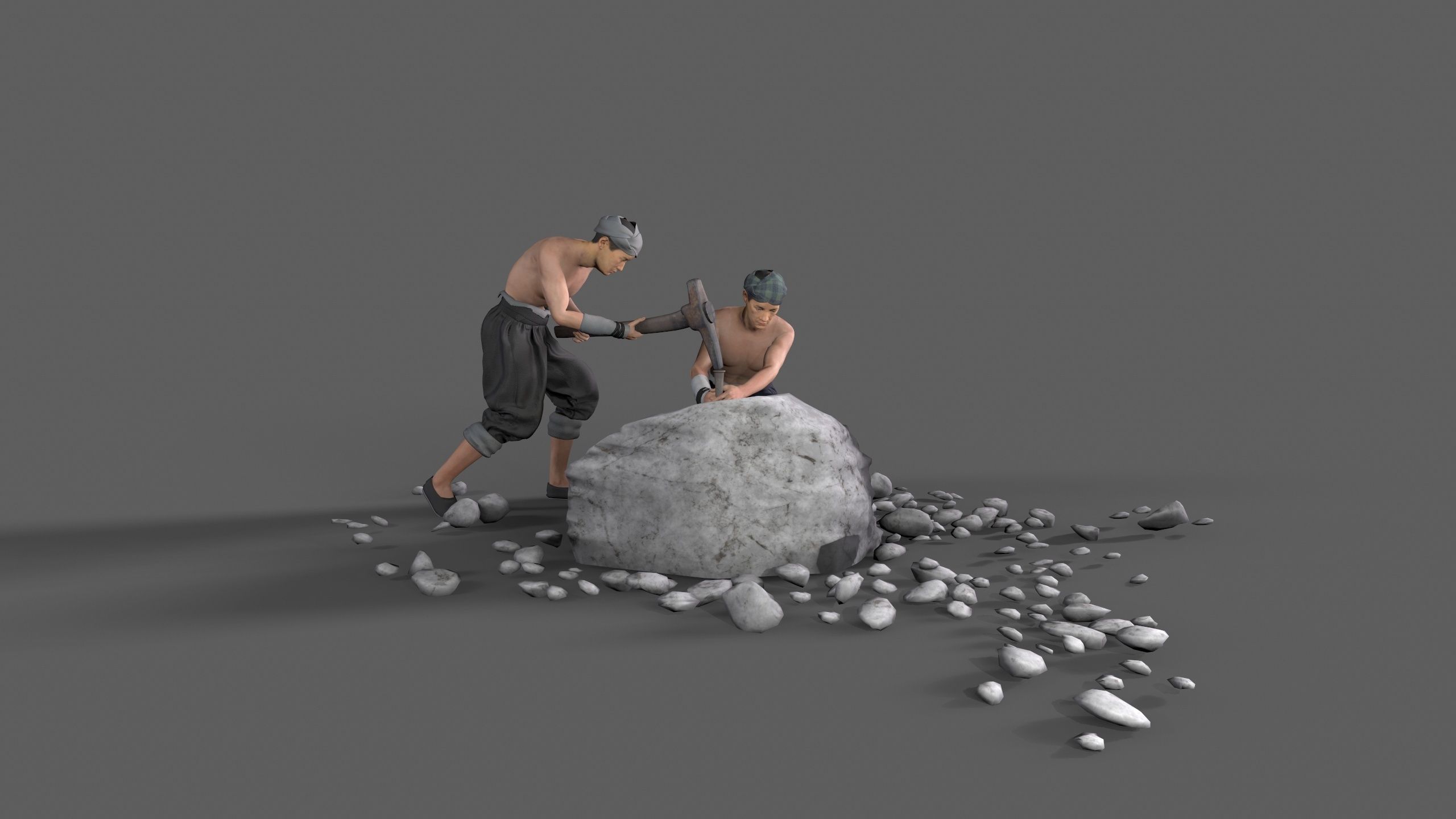 construction worker Low-poly 3D model_6