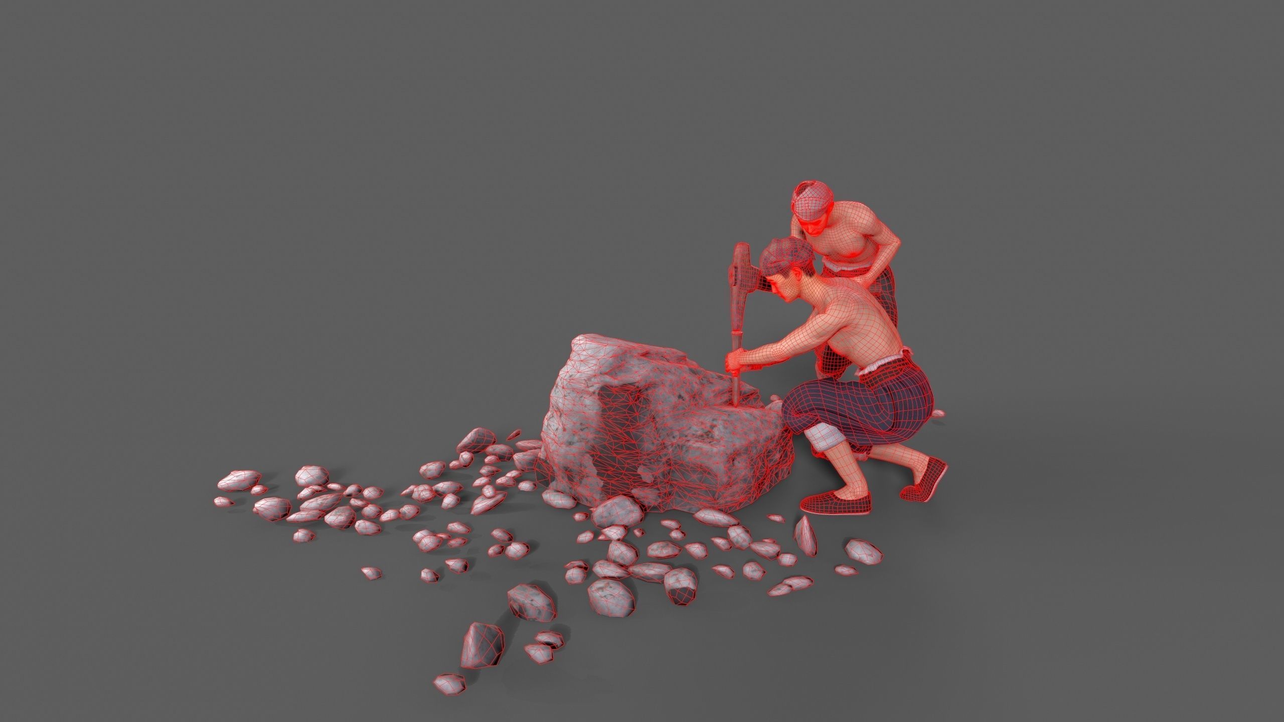 construction worker Low-poly 3D model_9