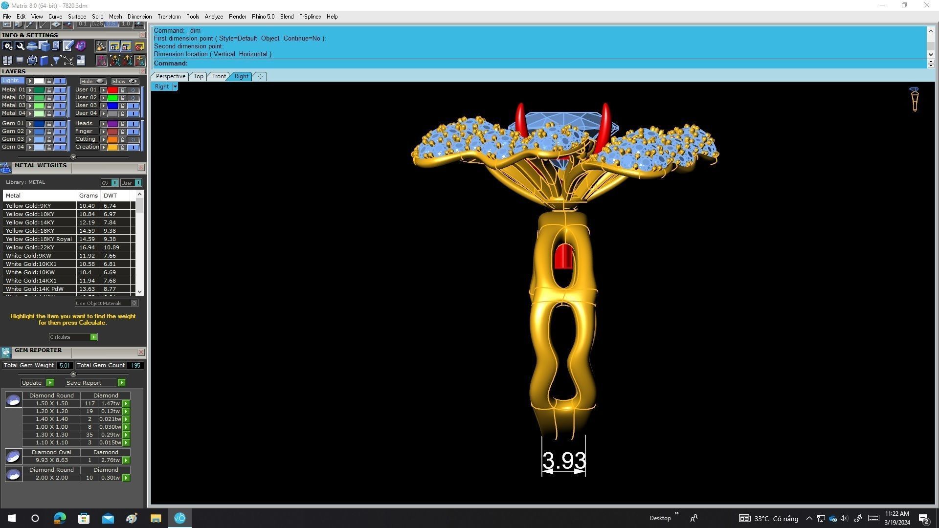 A7820 Luxury Diamond Flower Women Ring 3D print model_7