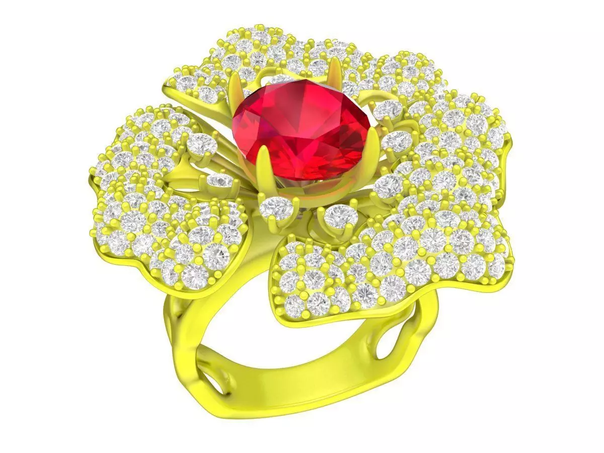 A7820 Luxury Diamond Flower Women Ring 3D print model_0