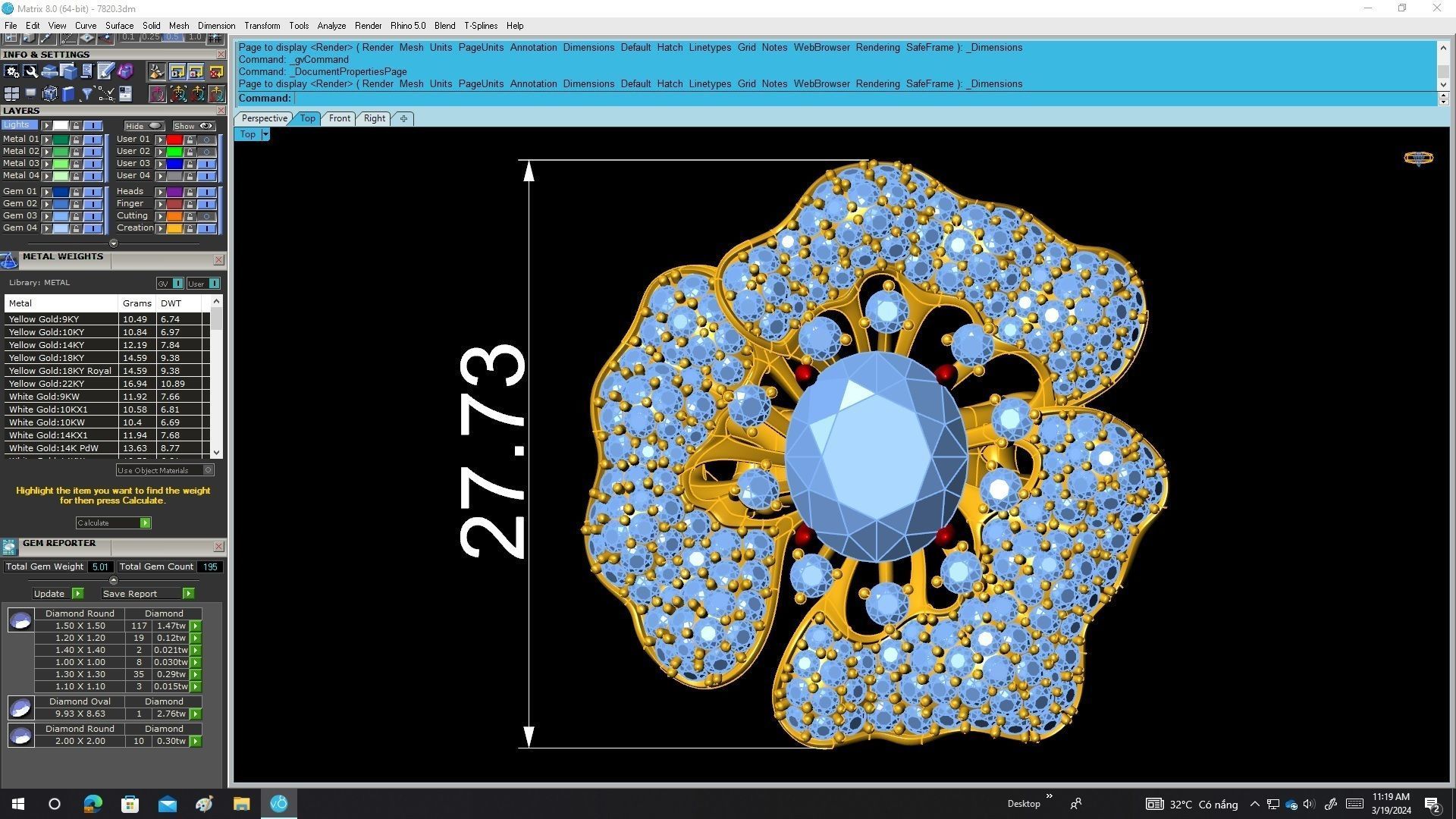 A7820 Luxury Diamond Flower Women Ring 3D print model_5