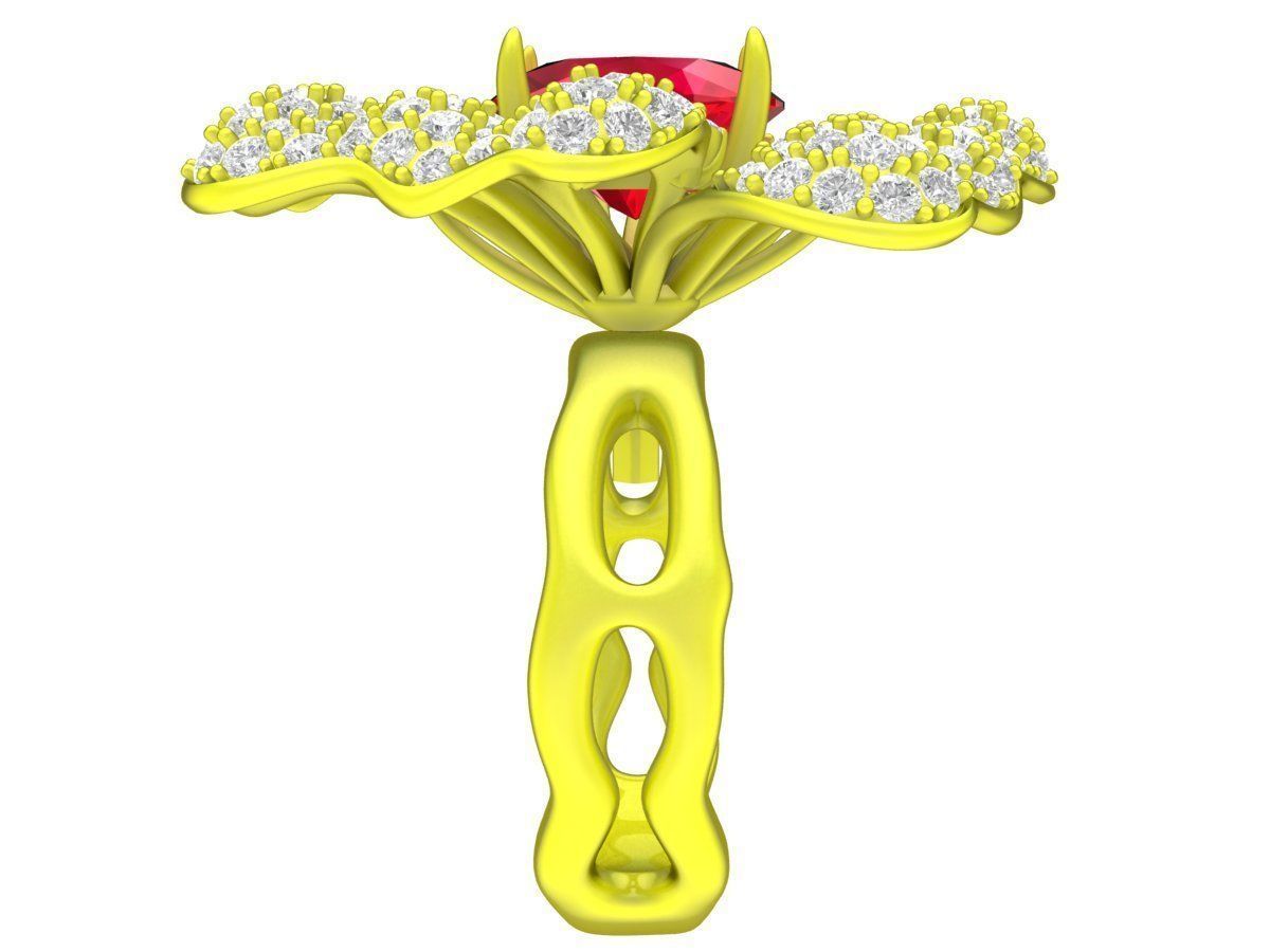 A7820 Luxury Diamond Flower Women Ring 3D print model_4