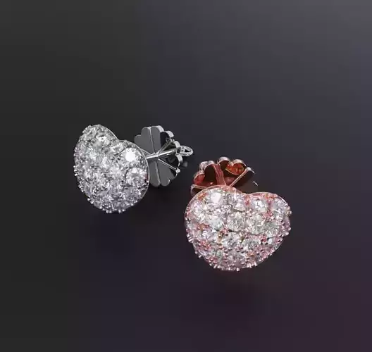 Diamond pave heart earrings design