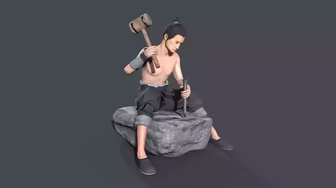Worker Character 3D model Low-poly 3D model