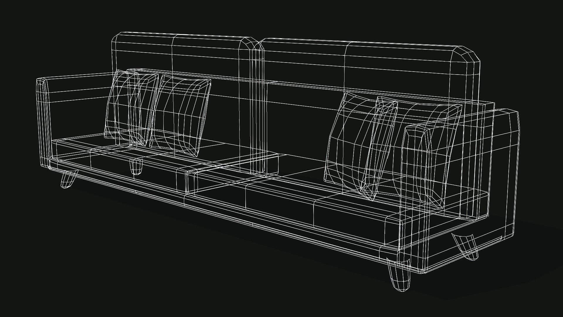 Modern Style Sofa Low-poly 3D model_1