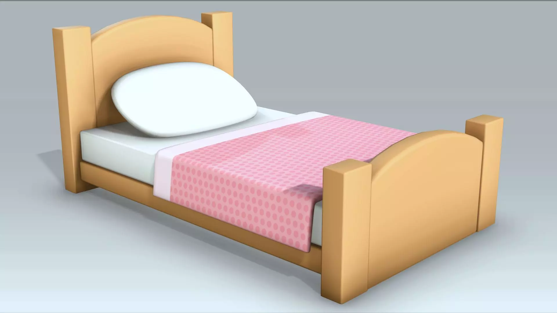 Single Bed Low-poly 3D model_0