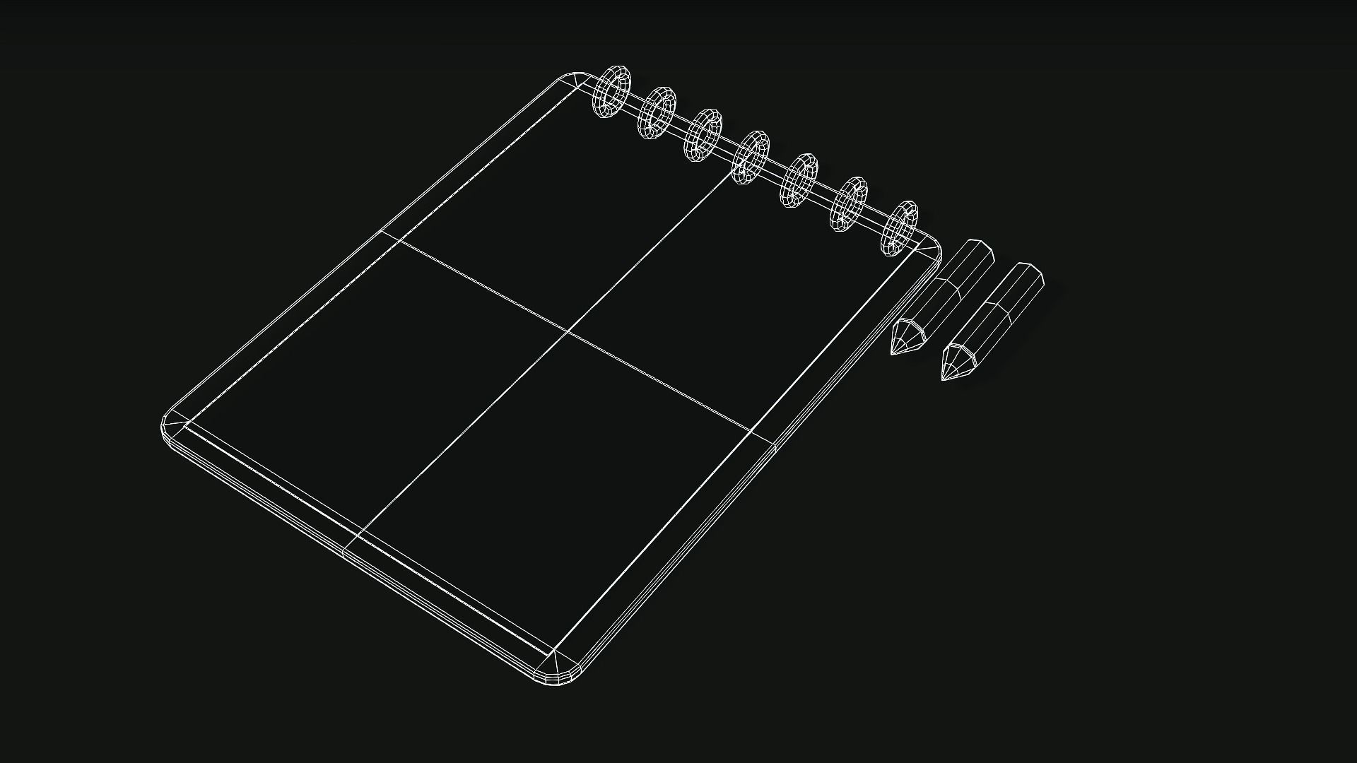 Pencil and Drawing Paper Low-poly 3D model_1