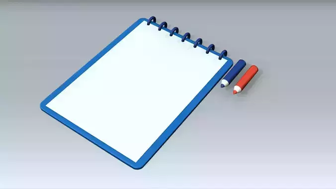 Pencil and Drawing Paper Low-poly 3D model