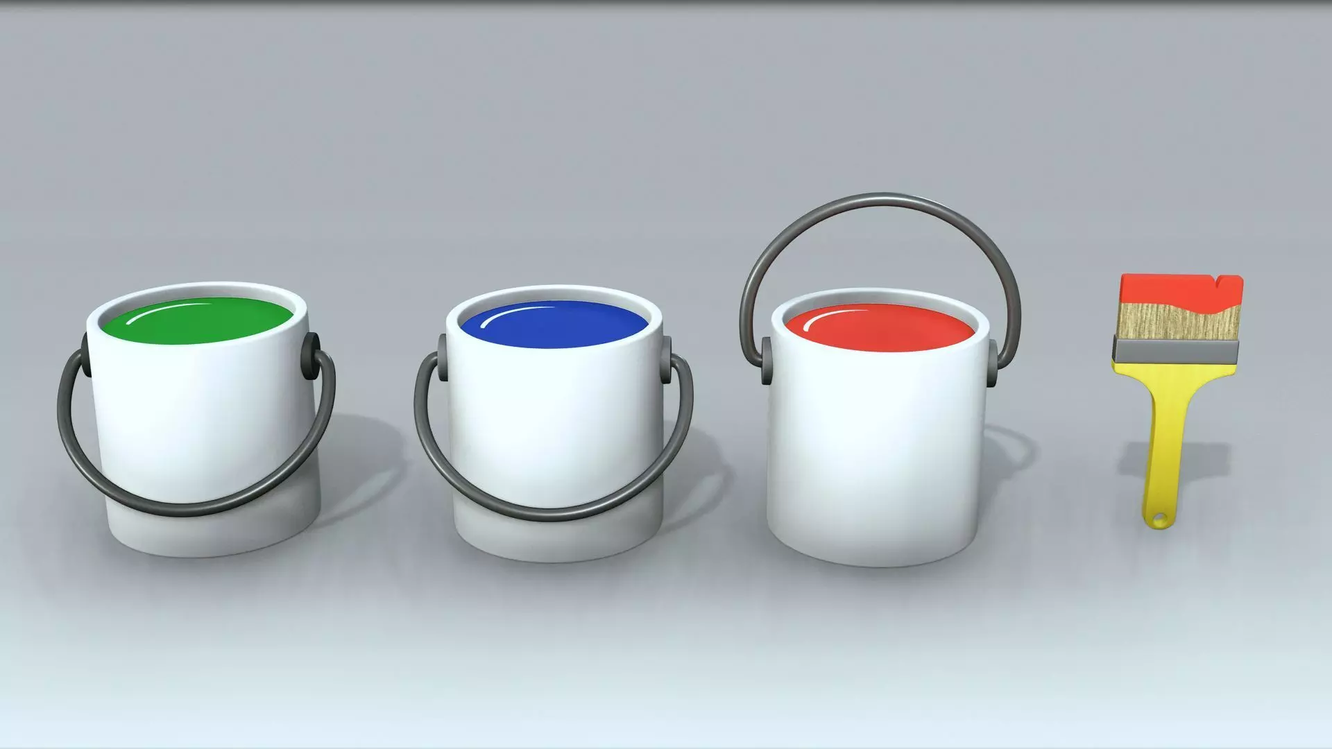 Paint Buckets and Brushes Low-poly 3D model_0