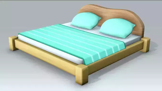 Double bed Low-poly 3D model