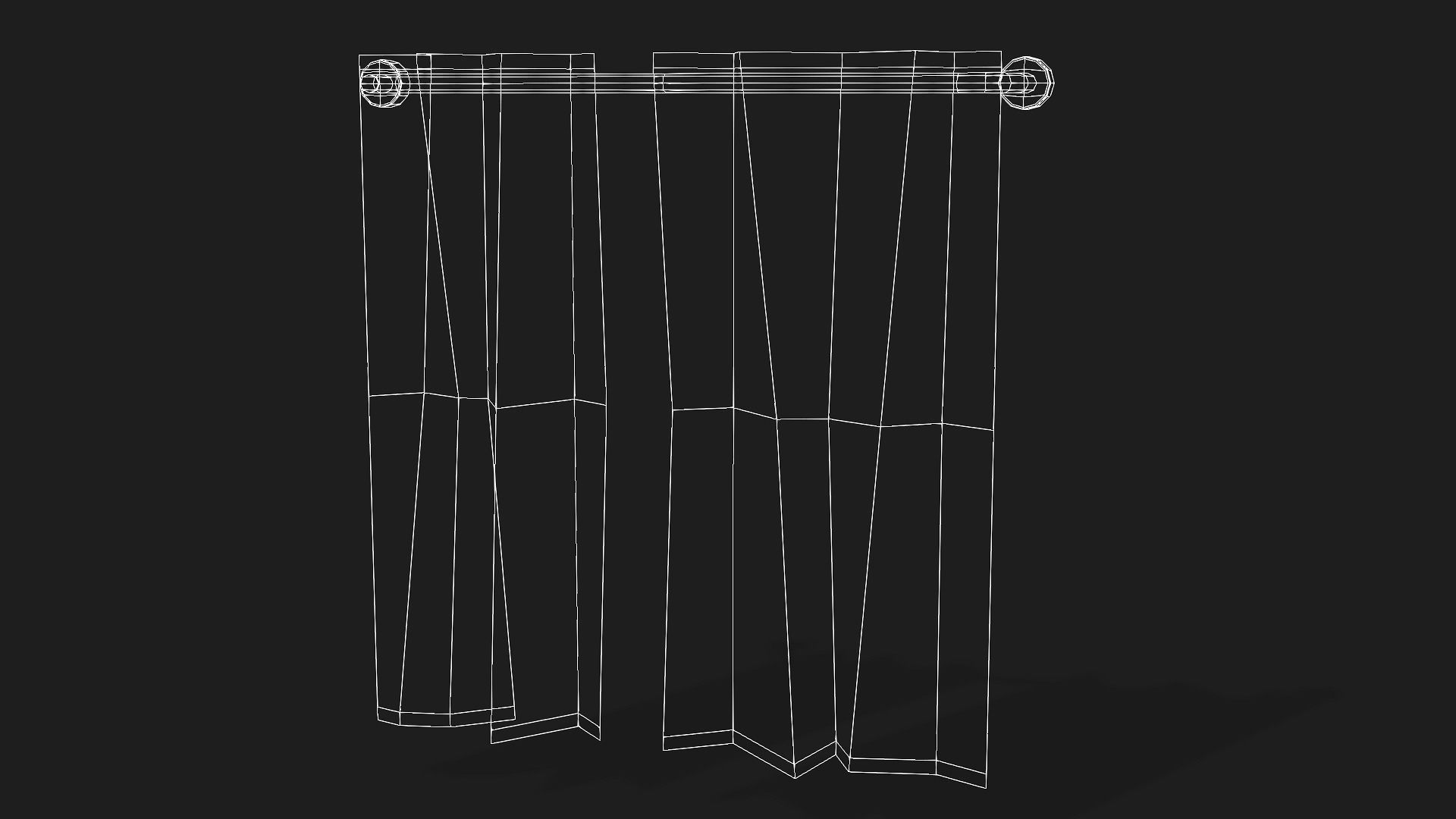 Curtain Low-poly 3D model_2