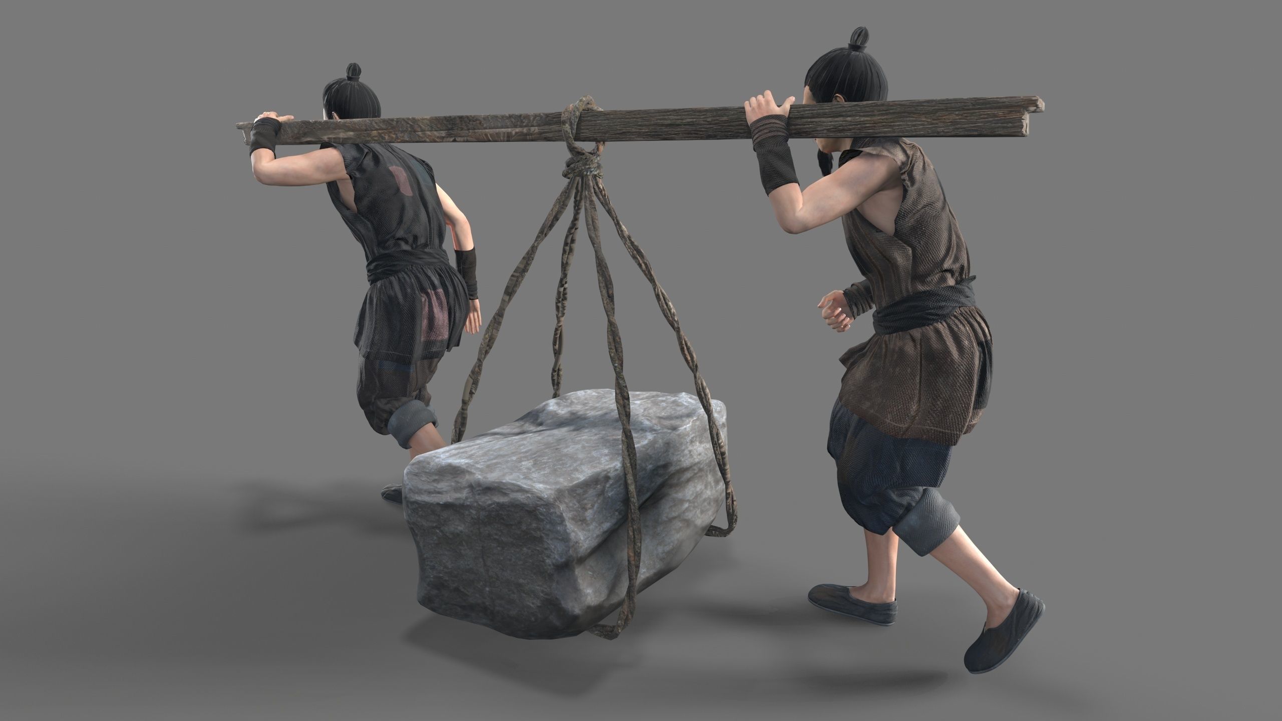 Worker Character 3D model Low-poly 3D model_3