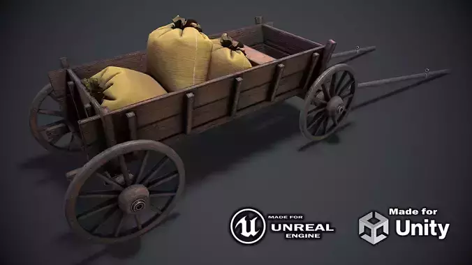 Wooden cart 3d model