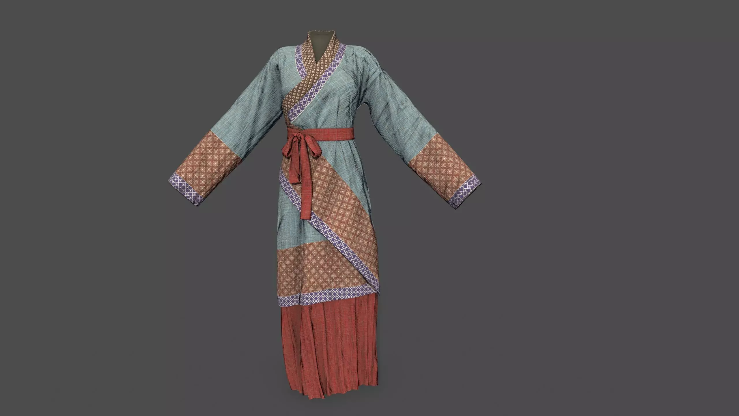china style cloth Low-poly 3D model