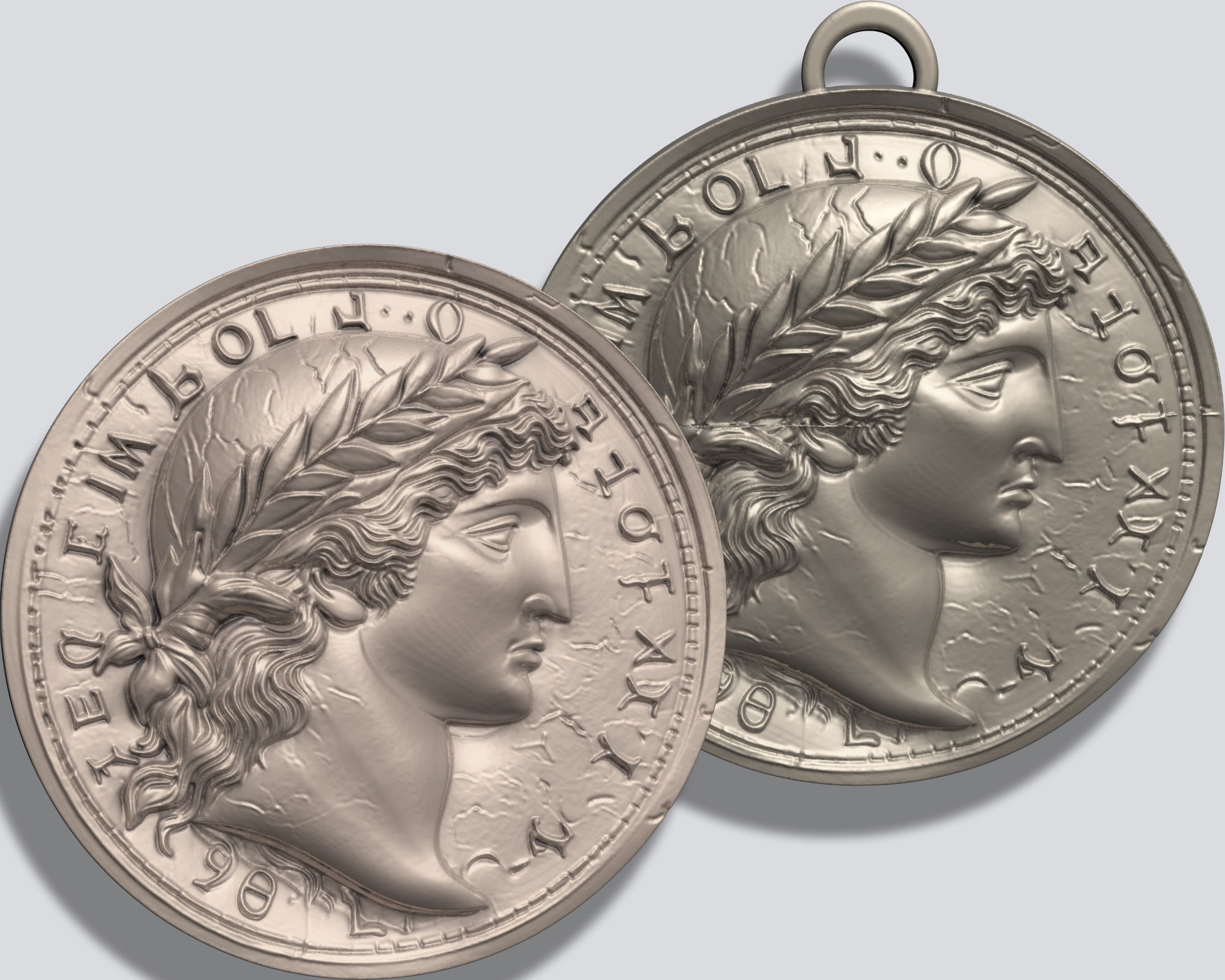 ANCIENT ROMAN COIN PENDANT M2 3D print model_4