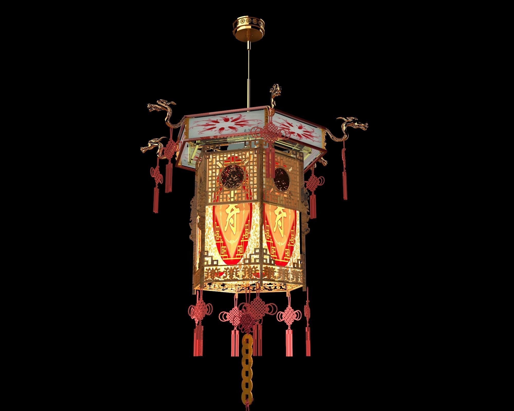 Chinese palace lantern 3D model_1