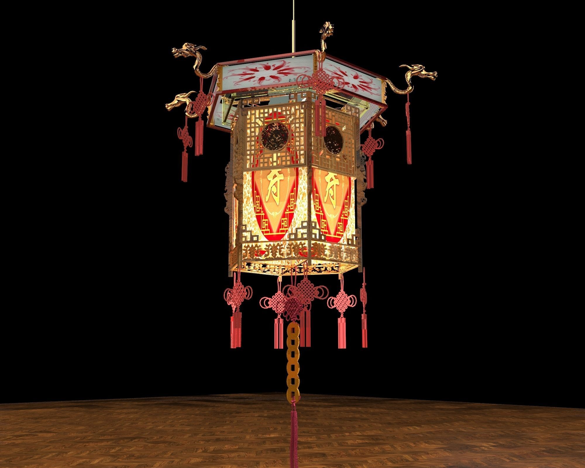 Chinese palace lantern 3D model_2