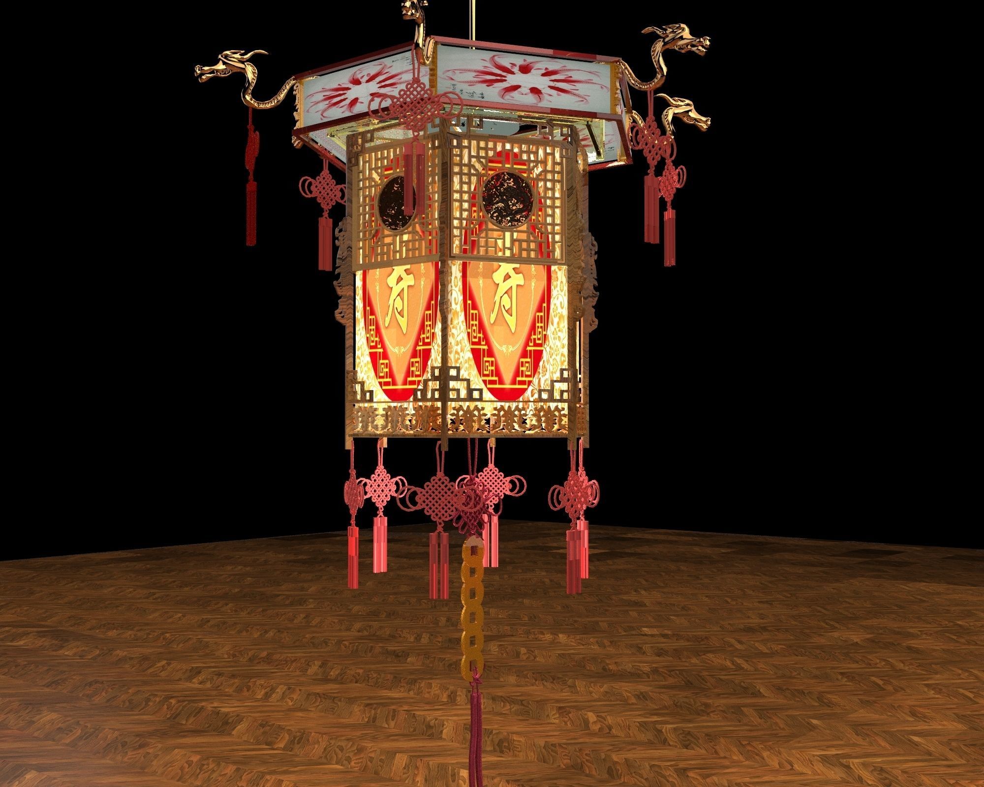 Chinese palace lantern 3D model_4