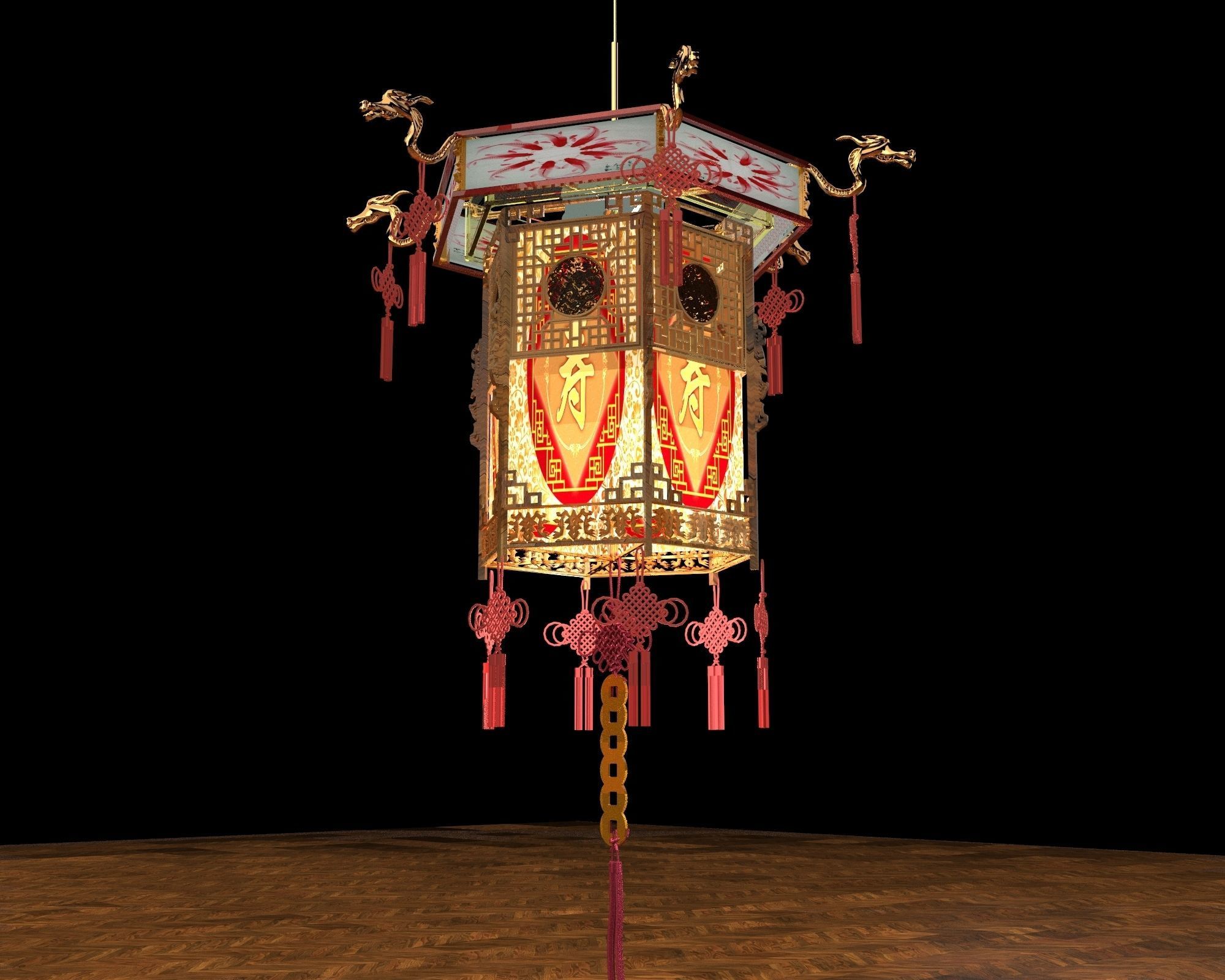 Chinese palace lantern 3D model_3