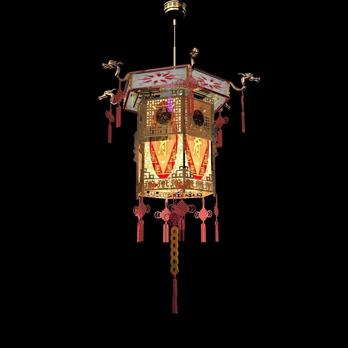 Chinese palace lantern 3D model_5