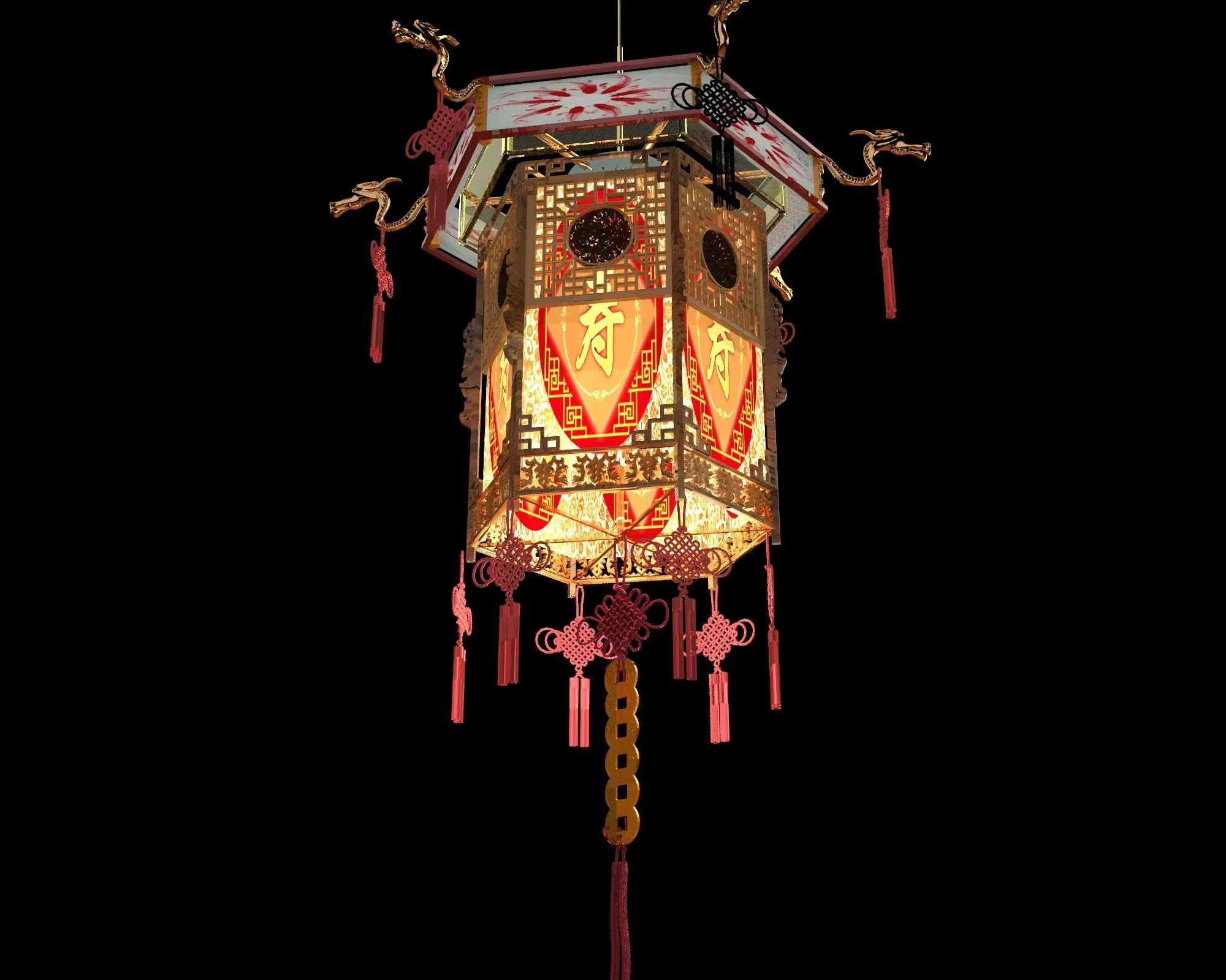 Chinese palace lantern 3D model_0