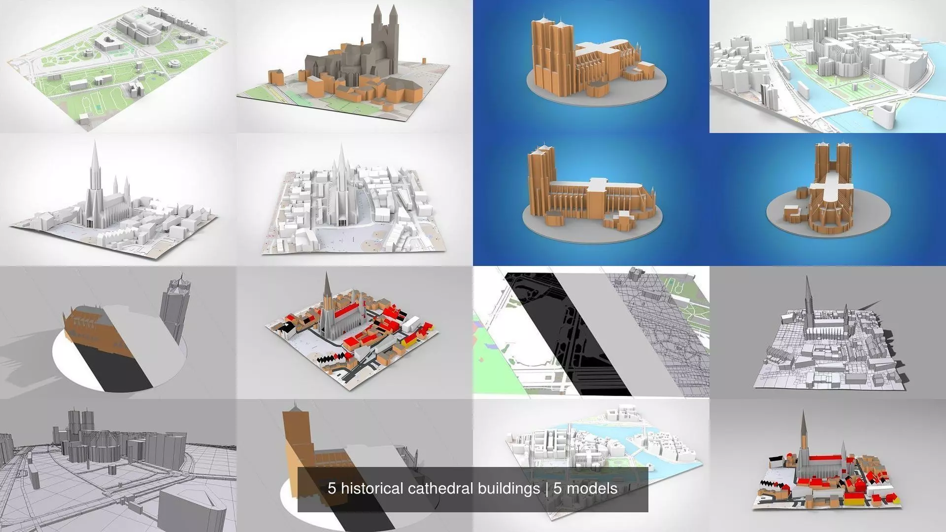  5 historical cathedral buildings 3D Model Collection_5