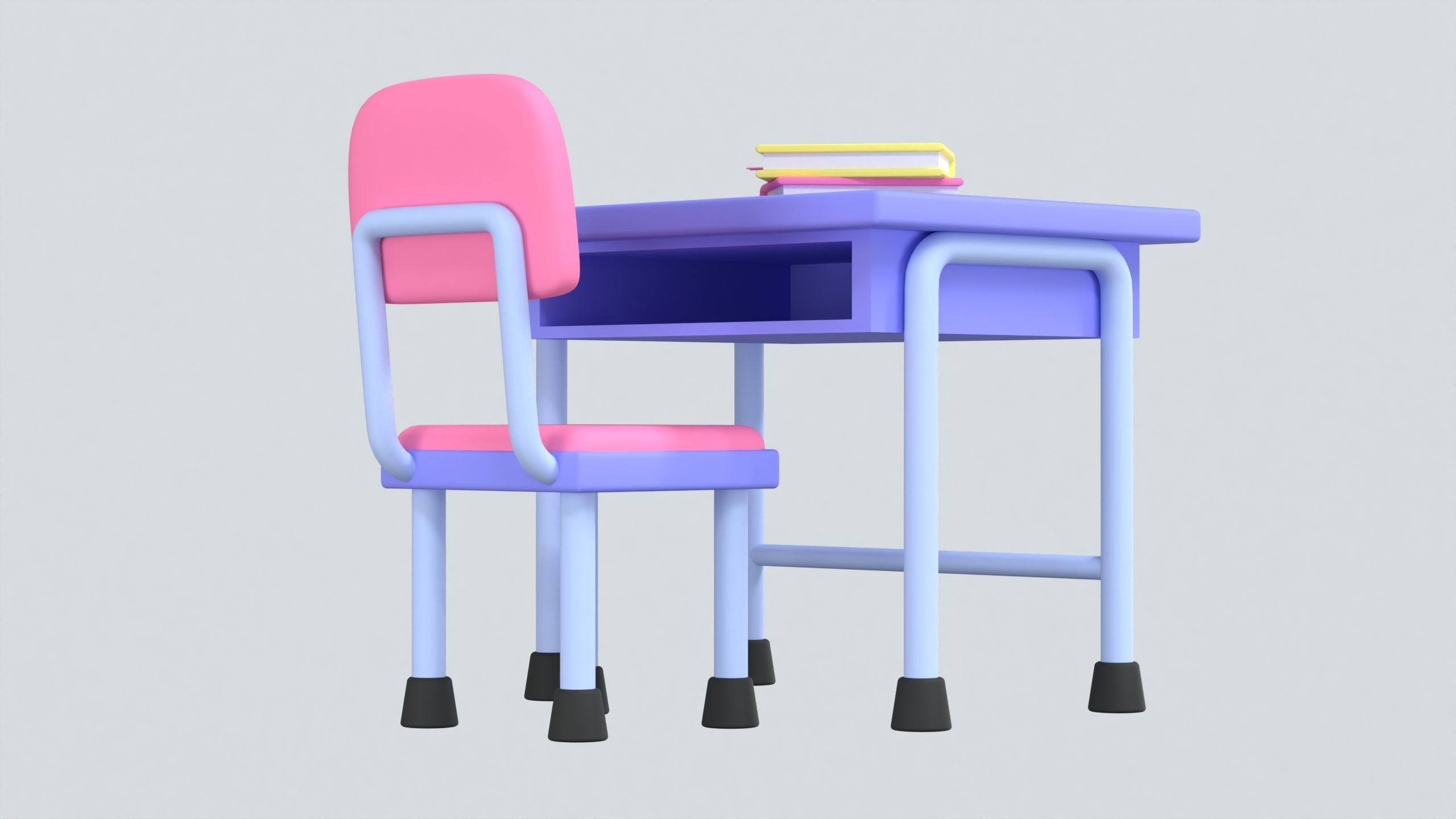 Classroom Desk Set 3D Icon 3D model_4