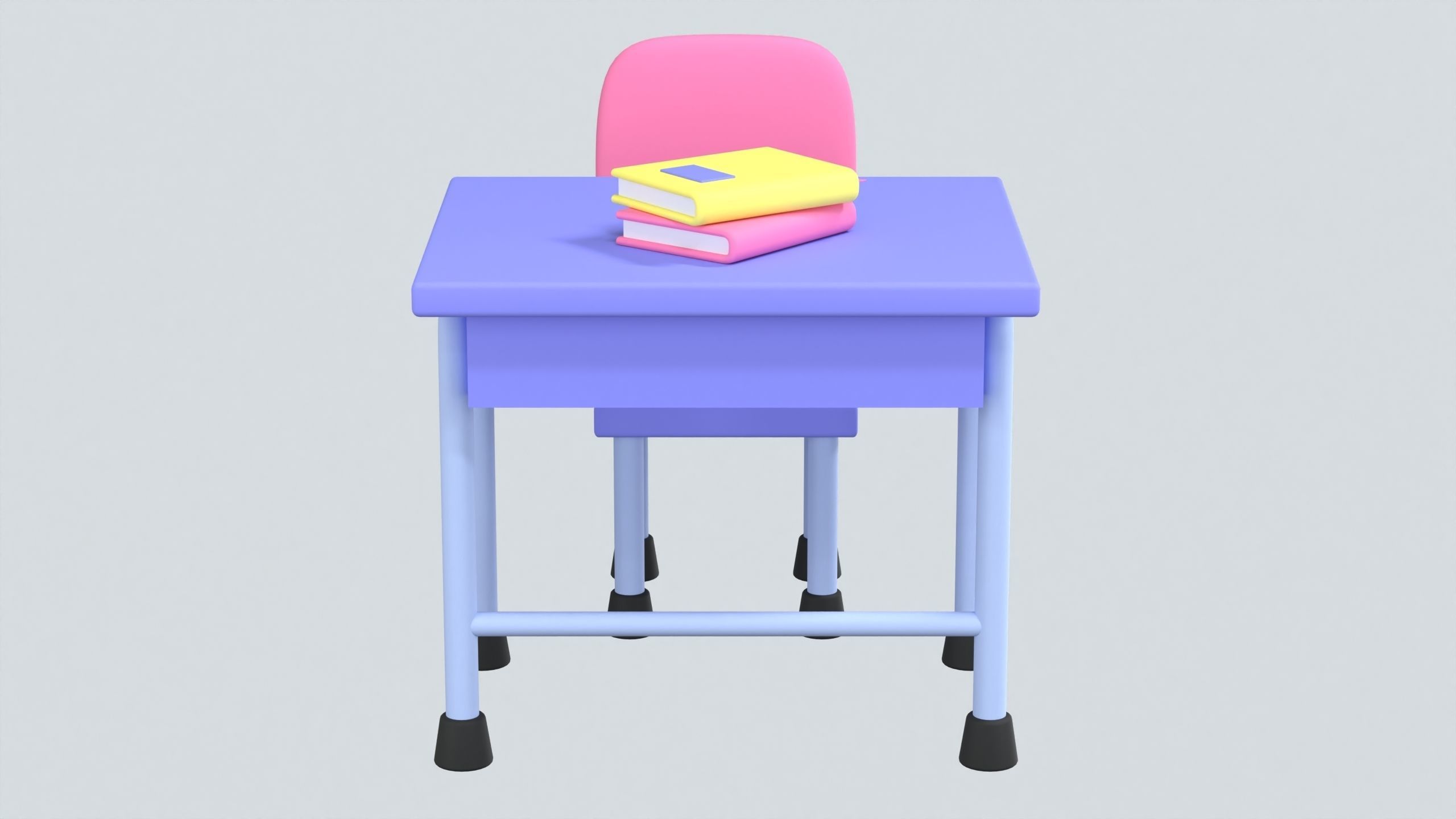 Classroom Desk Set 3D Icon 3D model_1