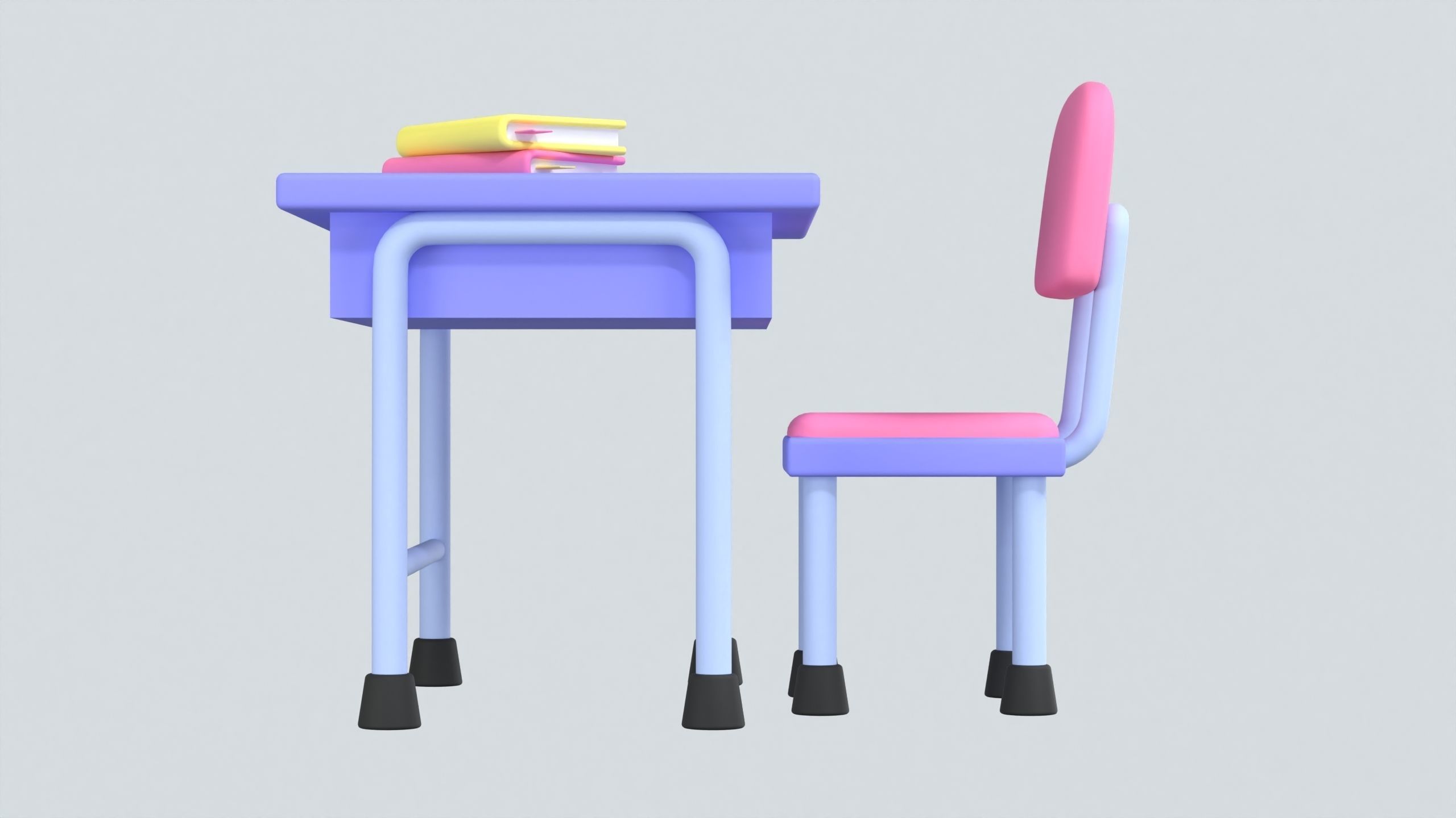 Classroom Desk Set 3D Icon 3D model_3