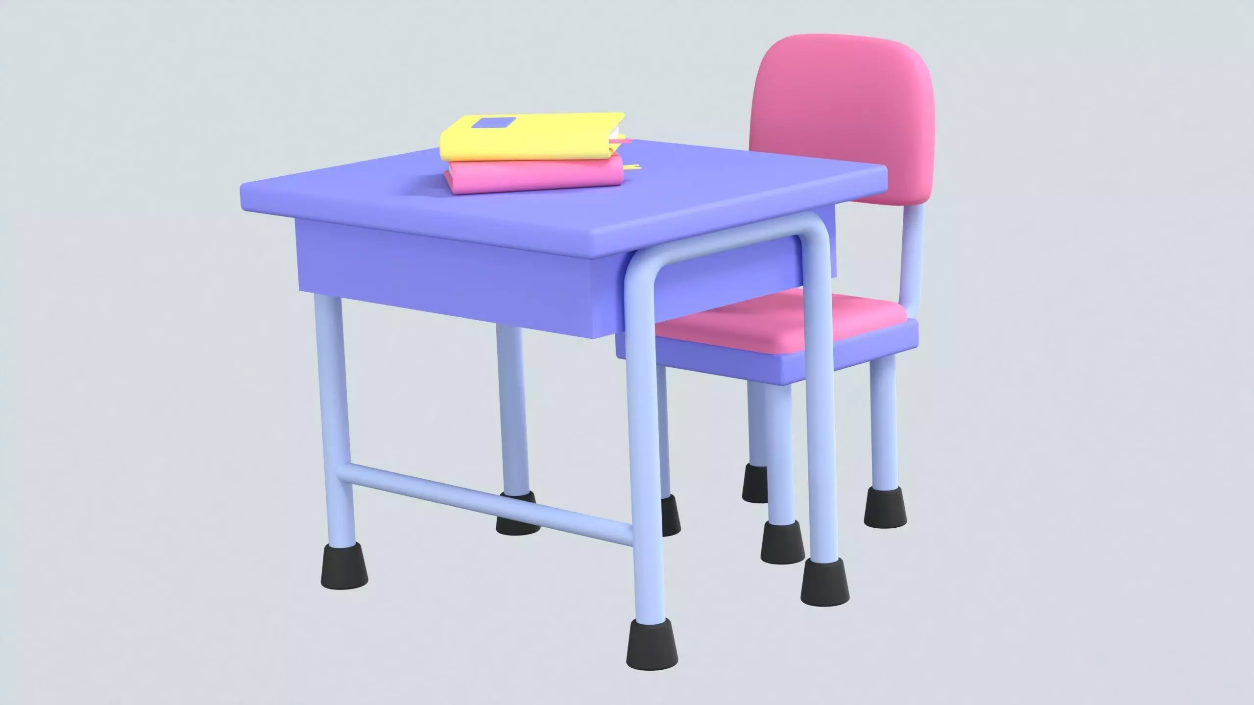 Classroom Desk Set 3D Icon 3D model_0