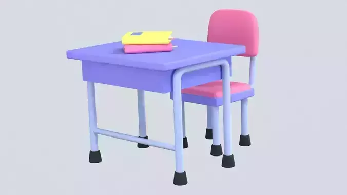Classroom Desk Set 3D Icon