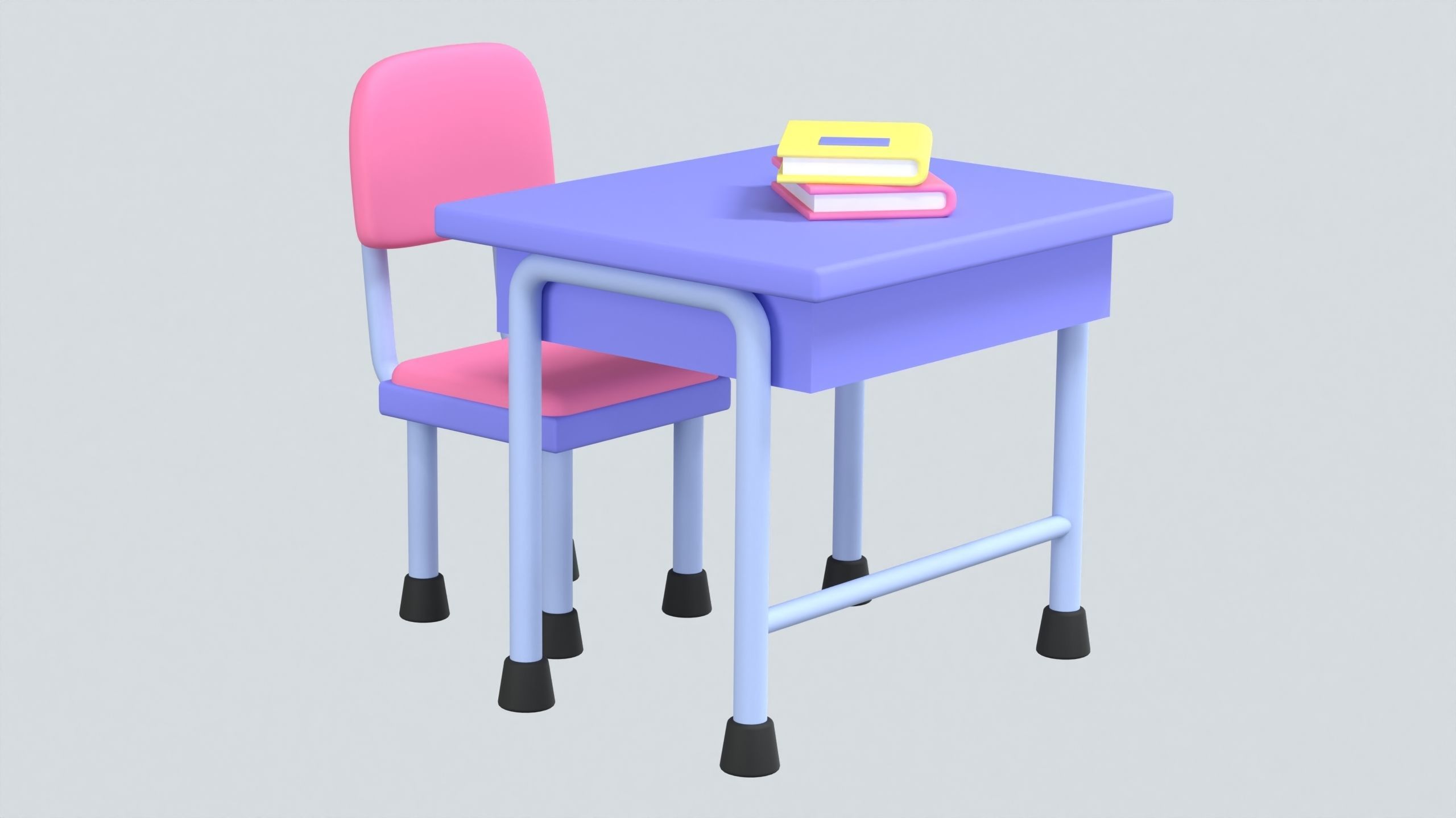 Classroom Desk Set 3D Icon 3D model_2