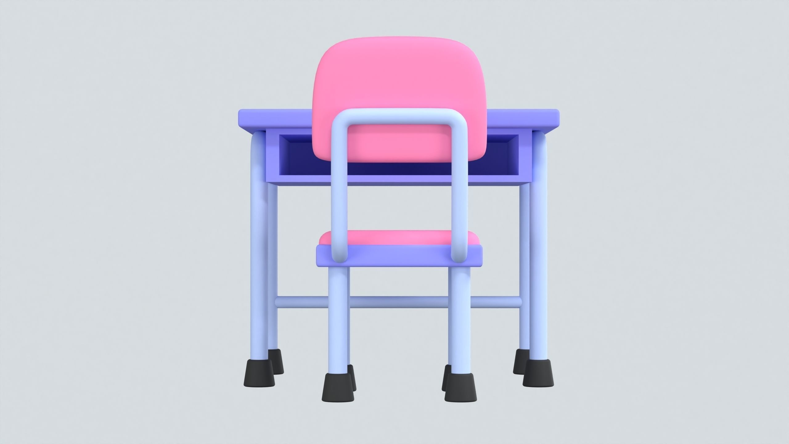 Classroom Desk Set 3D Icon 3D model_5