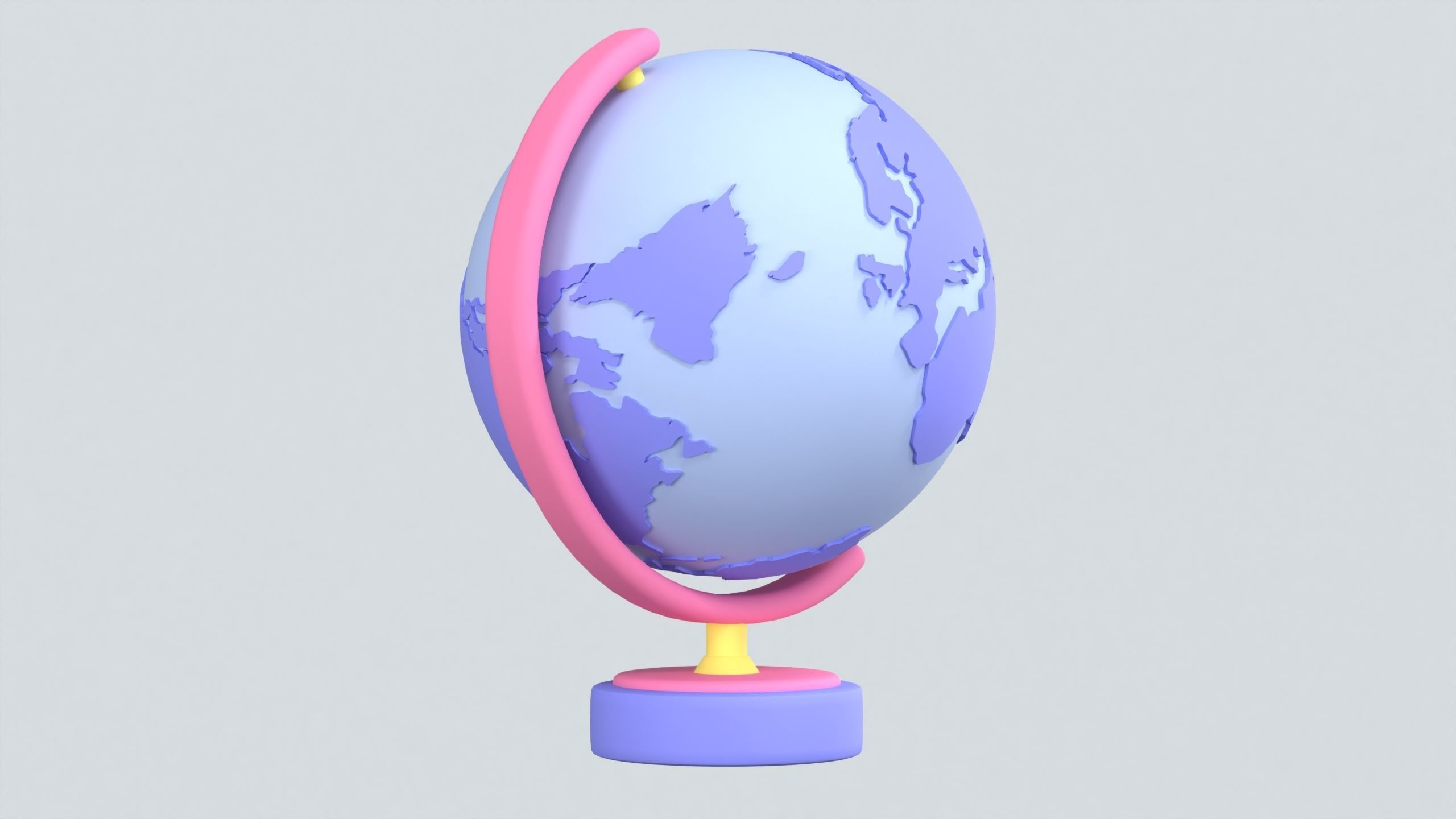 Globe on Stand 3D Icon 3D model_1