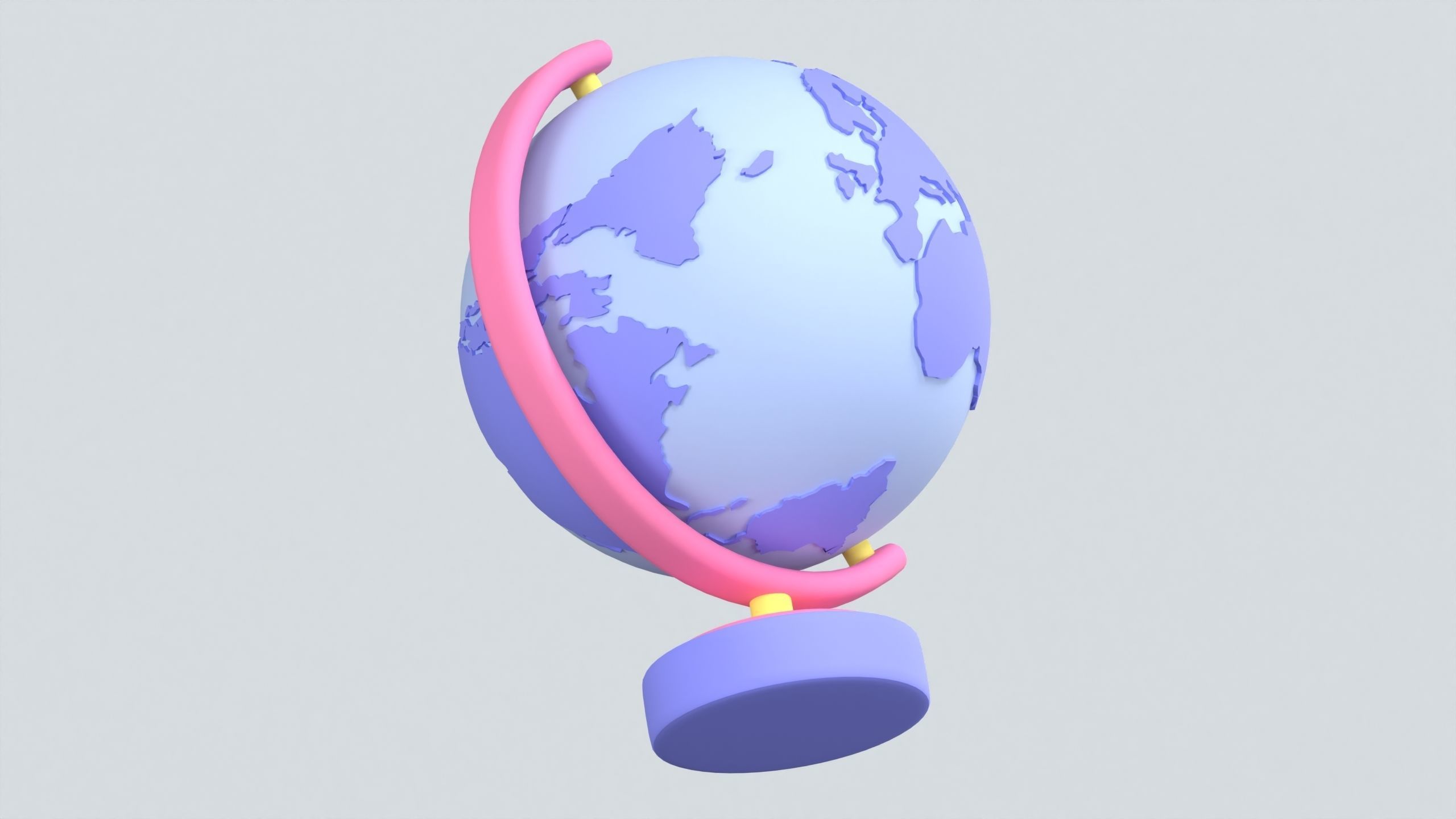 Globe on Stand 3D Icon 3D model_4