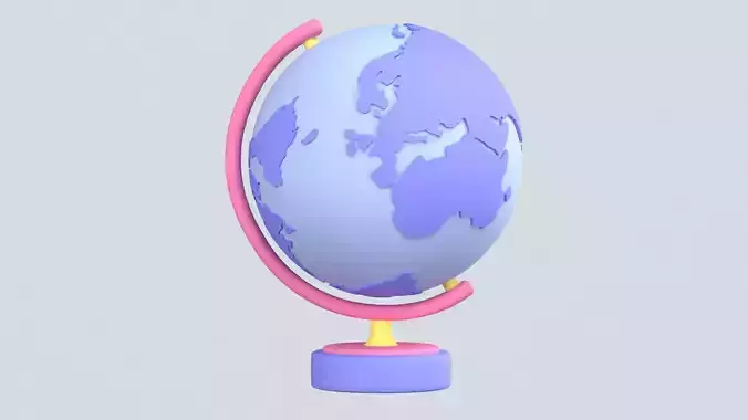 Globe on Stand 3D Icon