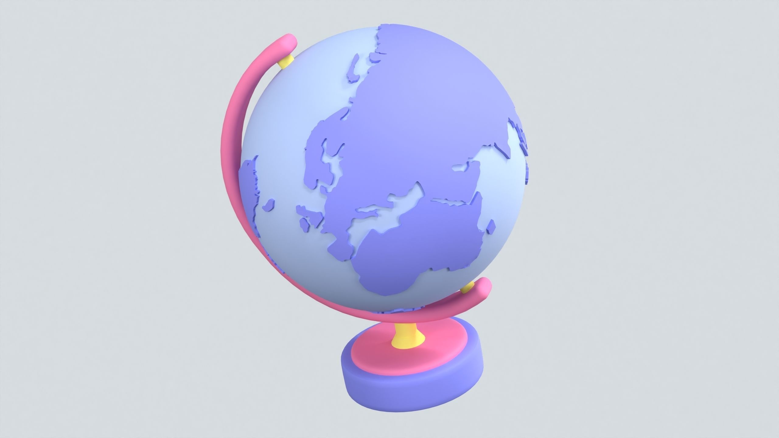 Globe on Stand 3D Icon 3D model_3