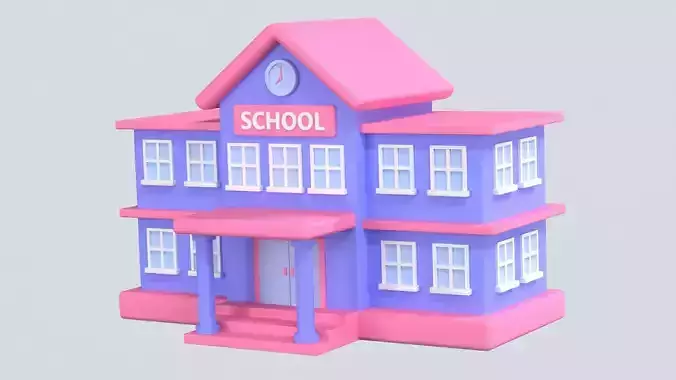 School Building 3D Icon 3D model