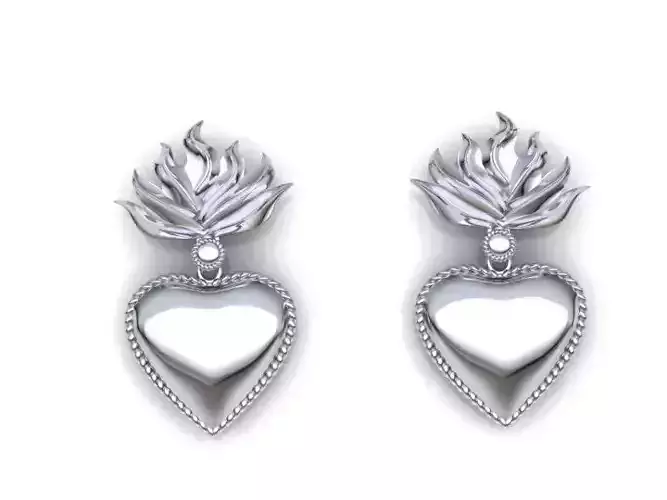 Earrings  Flame Heart