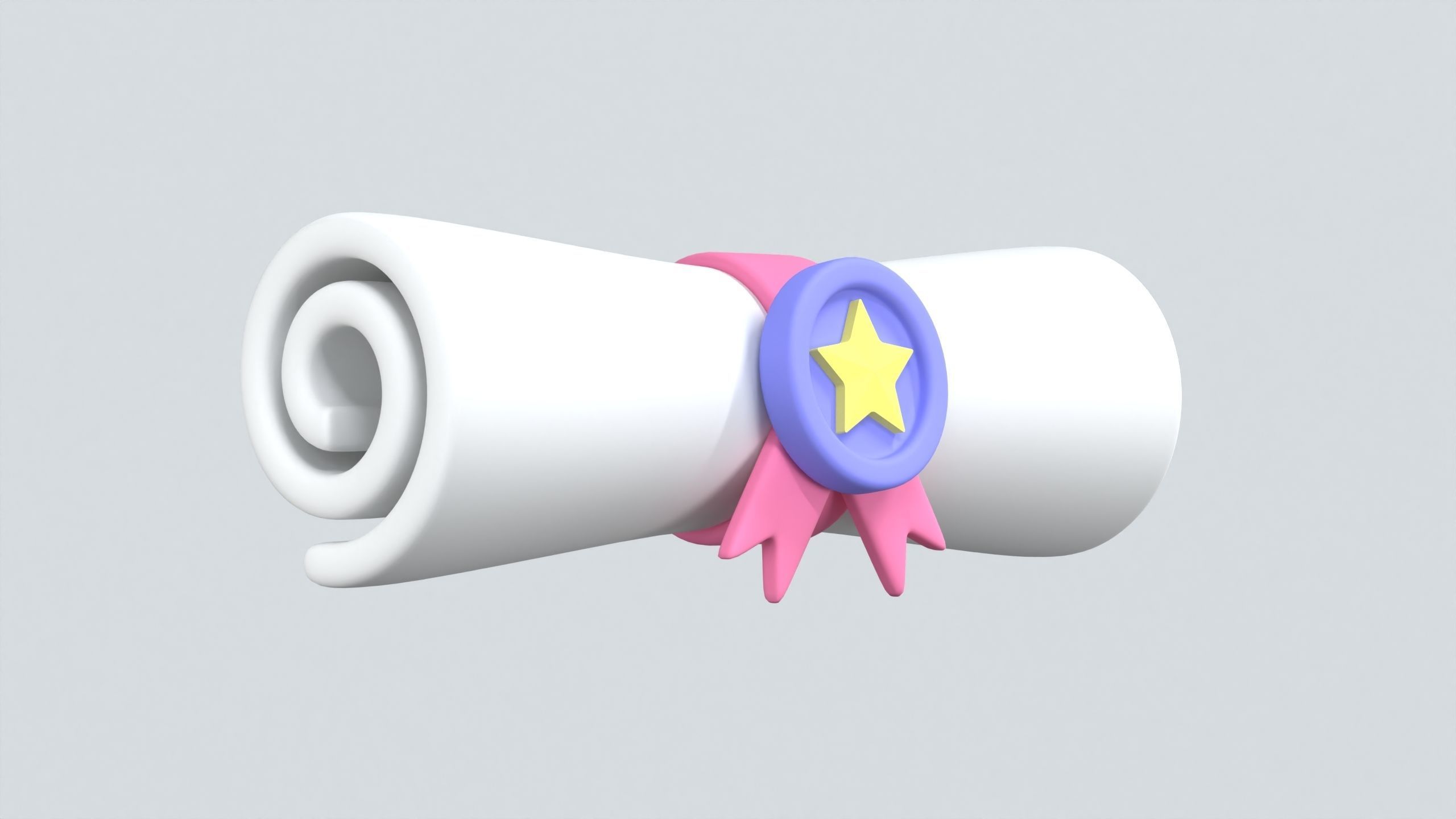 Diploma Scroll 3D Icon 3D model_2