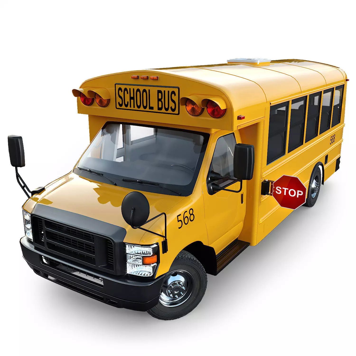 School Bus Type A Low-poly 3D model_0