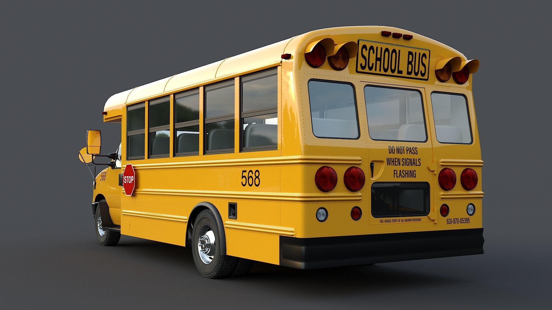 School Bus Type A Low-poly 3D model_11