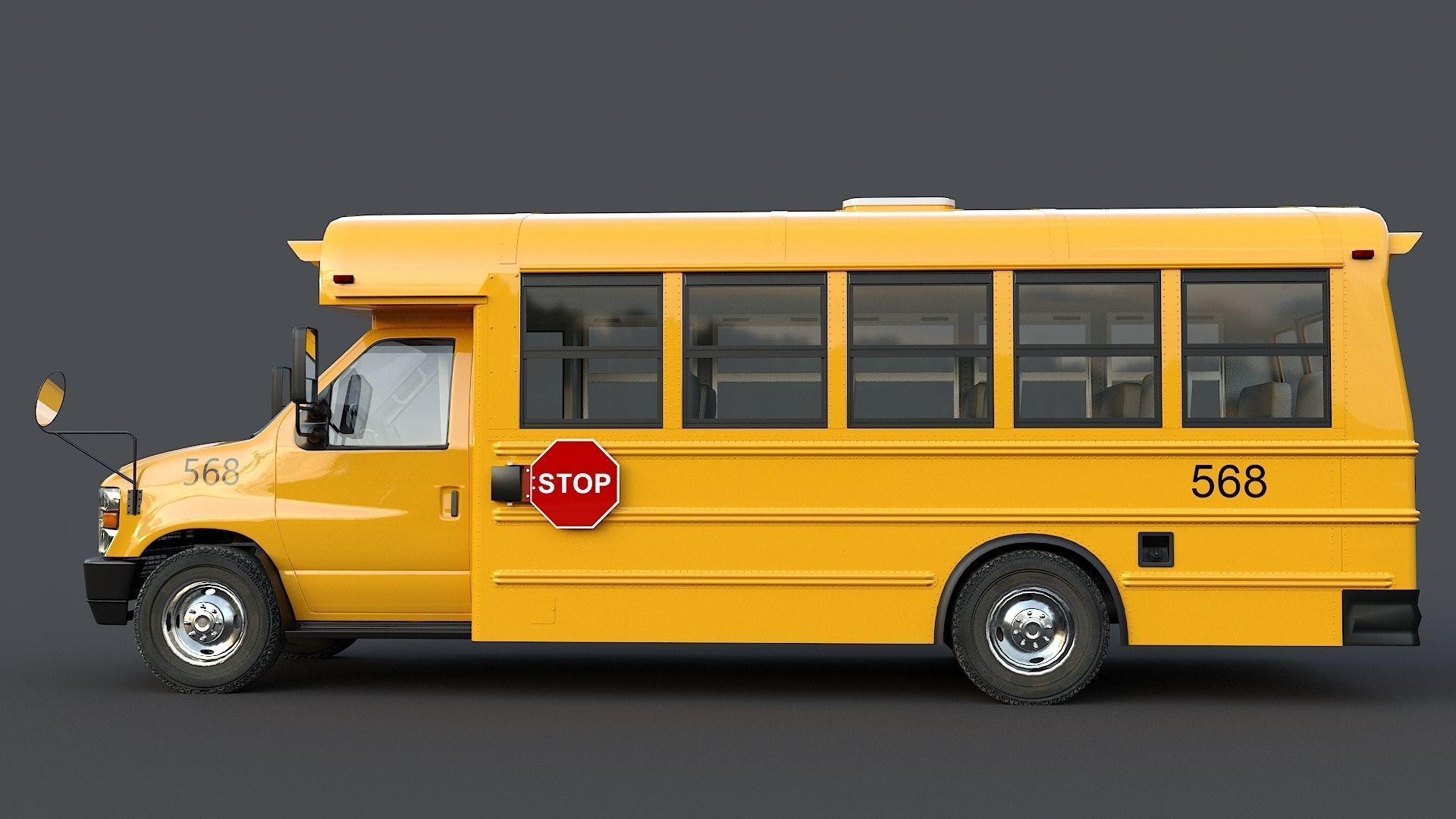 School Bus Type A Low-poly 3D model_10