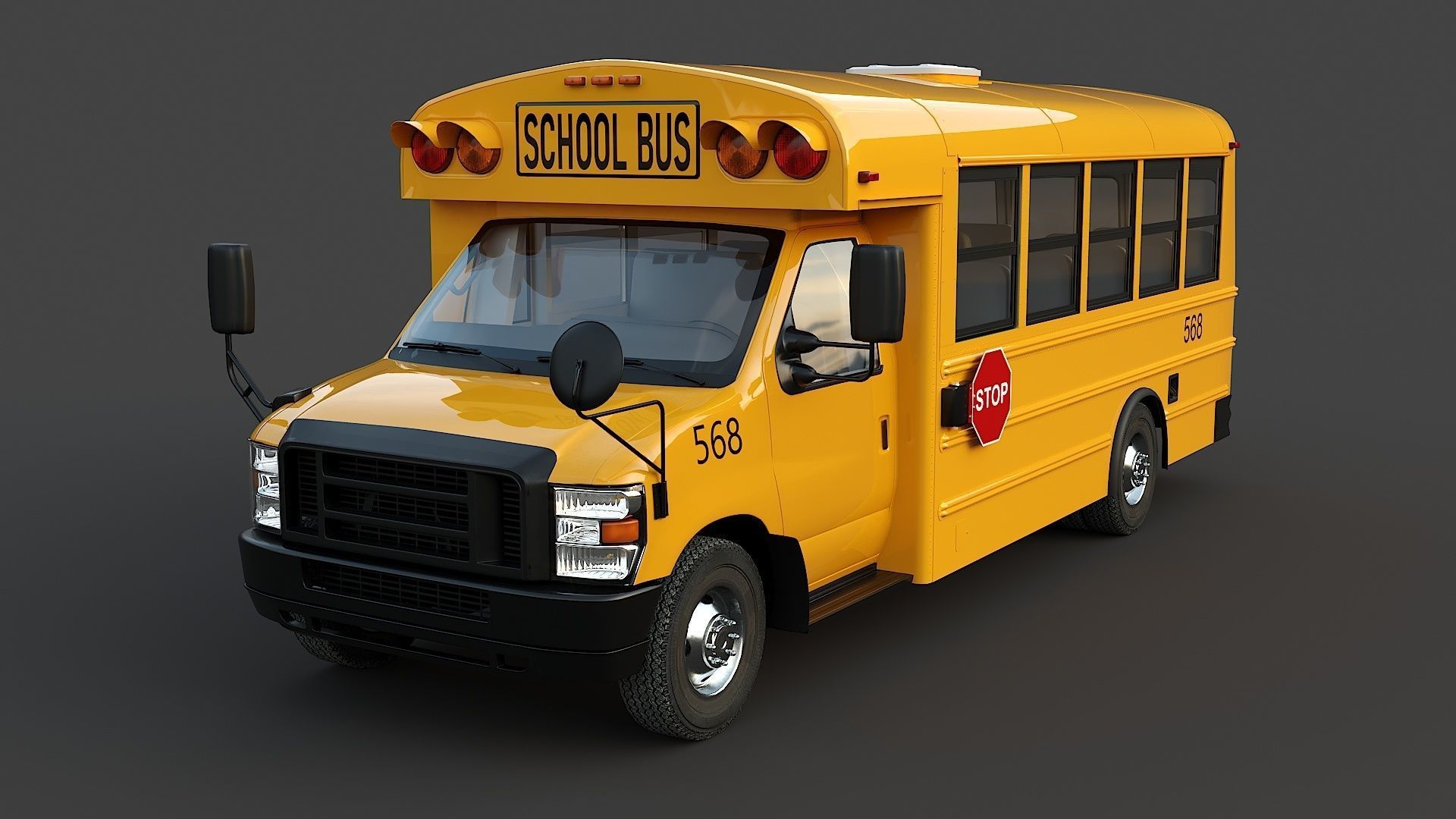 School Bus Type A Low-poly 3D model_1