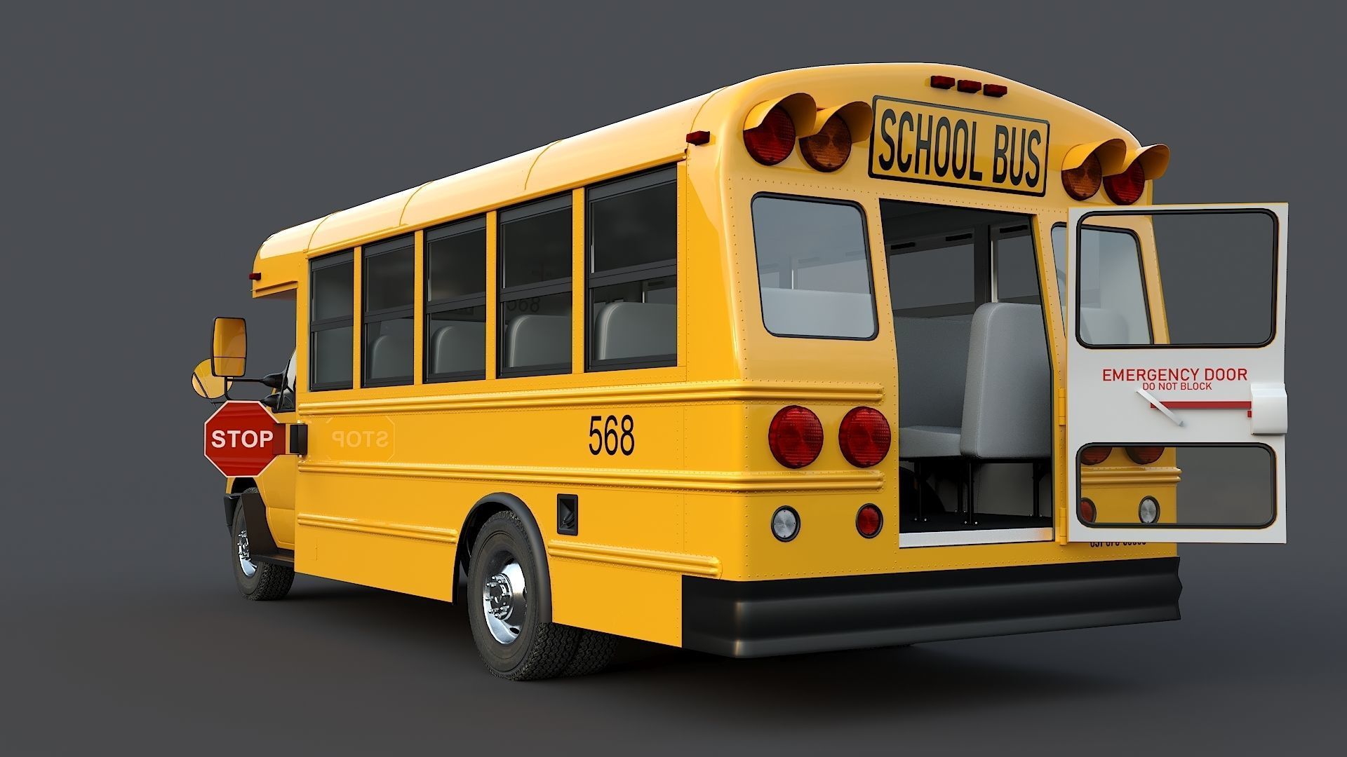 School Bus Type A Low-poly 3D model_12