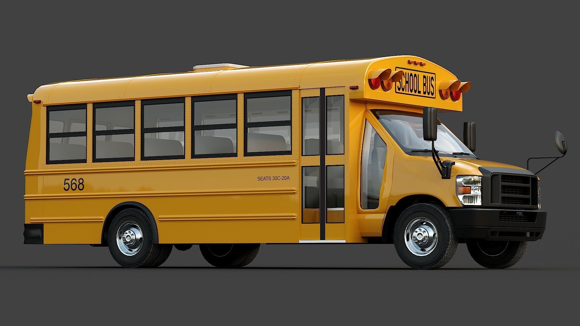 School Bus Type A Low-poly 3D model_5