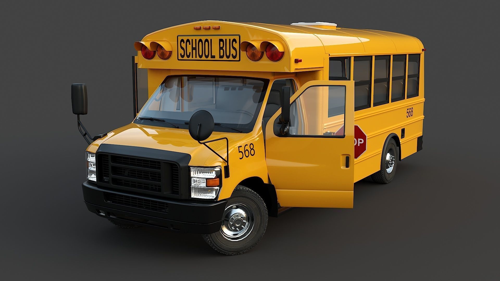 School Bus Type A Low-poly 3D model_2